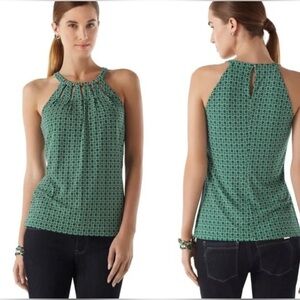 White House Black Market Green Halter Tank Top Sleeveless Top Blouse Size XS